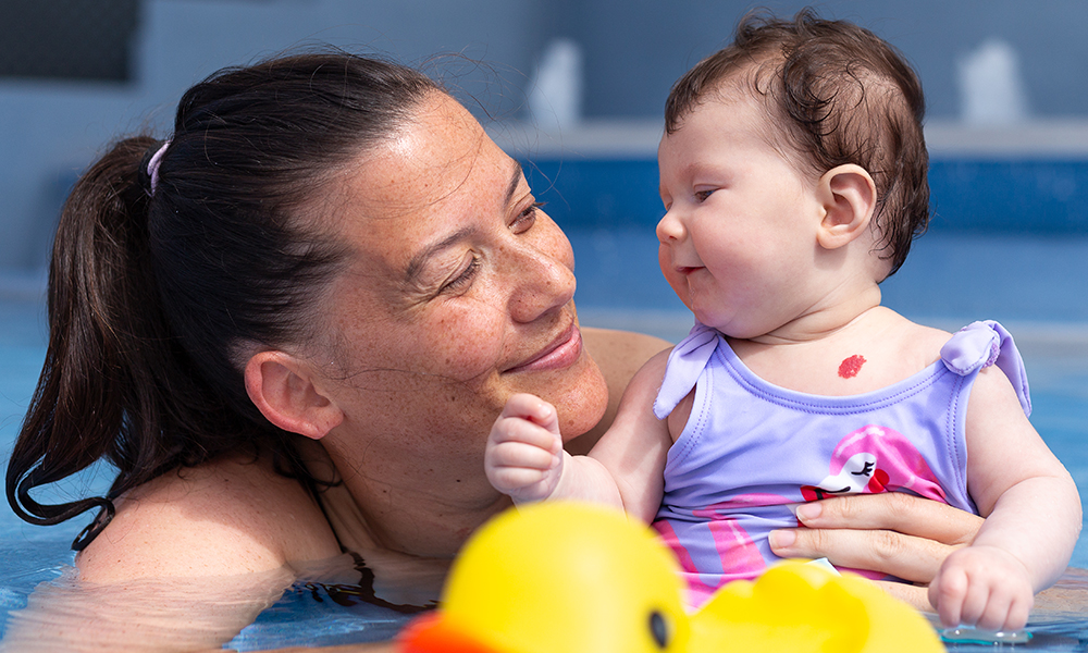 mum and daughter enjoying Aquatots at the Mount Hot Pools in Mount Maunganui
